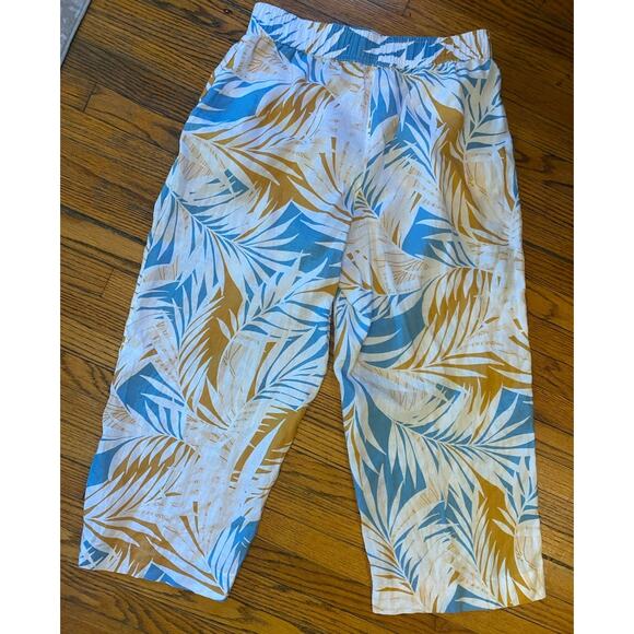 Cynthia Rowley Linen Wide Leg Pants Cropped Pockets Women’s Large - Picture 3 of 7